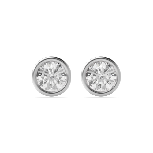 Bezel Setting Round elegant Lab Grown Diamond Stud Earrings