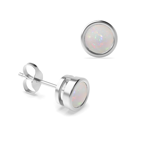 Bezel Setting Round contemporary Opal Diamond Earrings