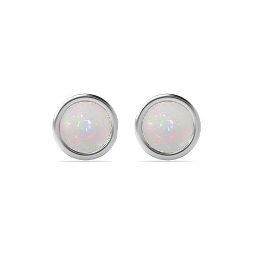 Bezel Setting Round contemporary Opal Diamond Earrings