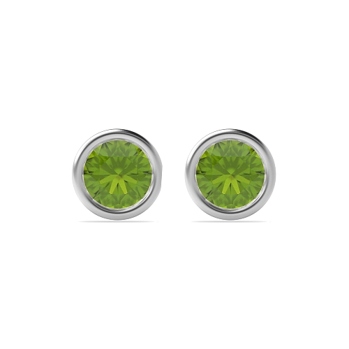Bezel Setting Round contemporary Peridot Diamond Earrings