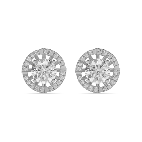 4 Prong Round White Gold Stud Earrings