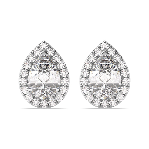 Prong Pear Teardrop halo Diamond Earrings