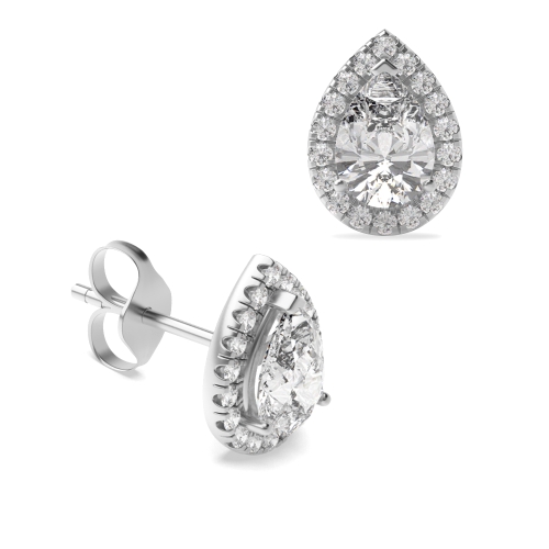 Prong Pear White Gold Stud Earrings