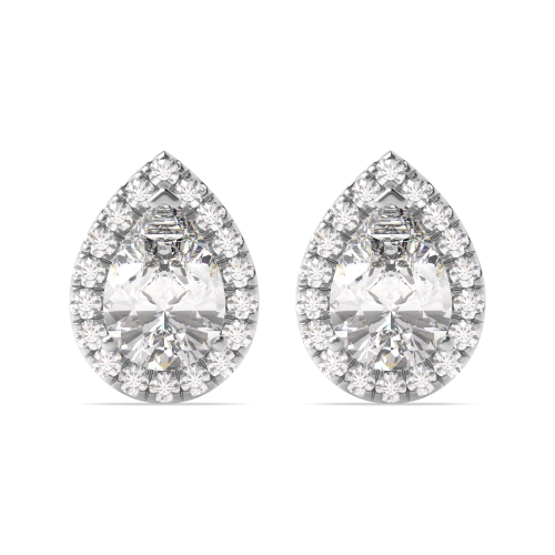 Prong Pear White Gold Stud Earrings