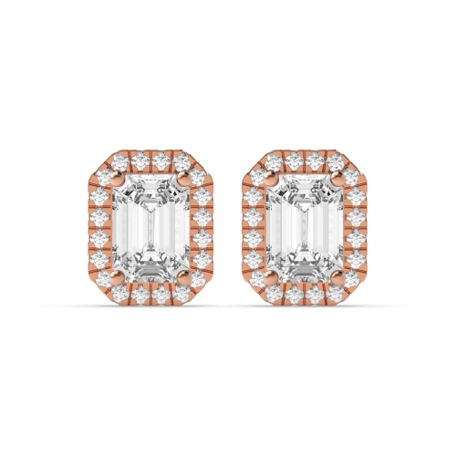 4 Prong Emerald Rose Gold Nova elegant Stud Diamond Earrings