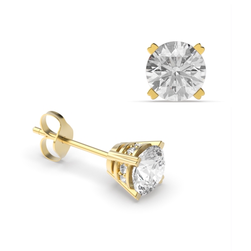 Round Shape Designer Stud Diamond Earrings Available in White, Yellow, Rose Gold and Platinum