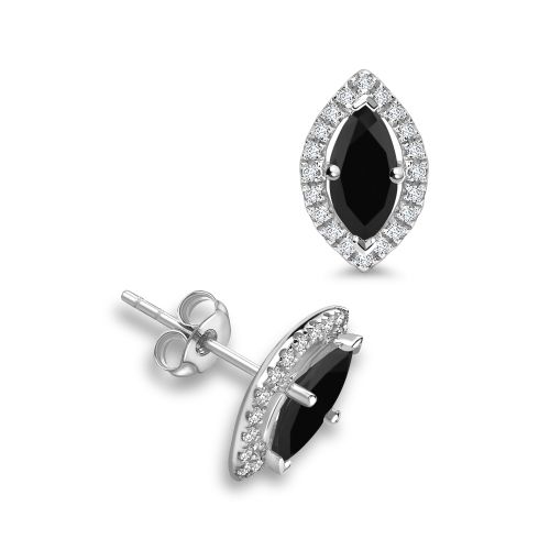 Marquise Diamond Halo Black Diamond earrings
