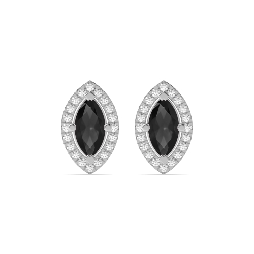 4 Prong Marquise Quad Black Diamond Stud Earrings