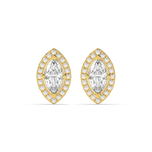 4 Prong Marquise Yellow Gold Stud Earrings
