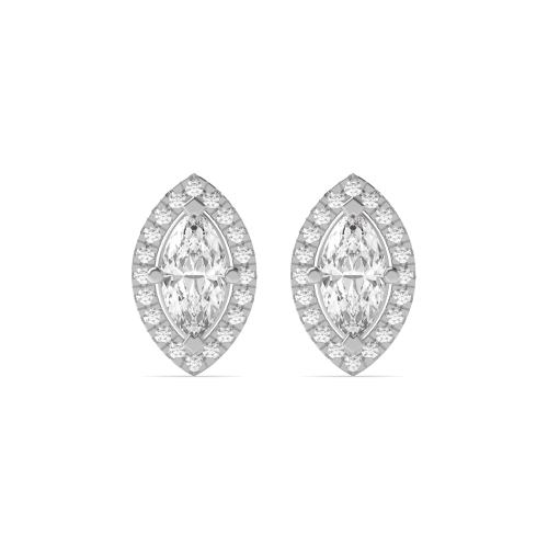 4 Prong Marquise halo Stud Earrings