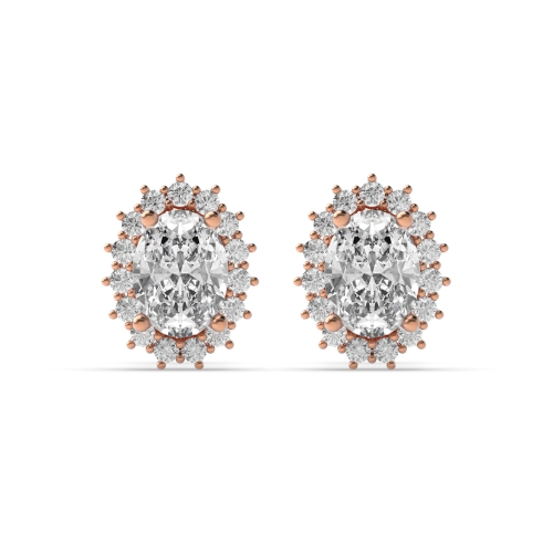 4 Prong Oval Rose Gold Dainty Diamond Earrings