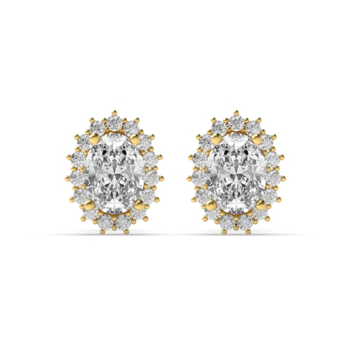 4 Prong Oval Yellow Gold Dainty Diamond Earrings