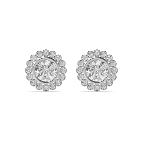 4 Prong Round White Gold Stud Earrings