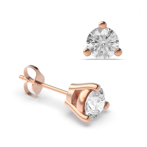 4 Prong Round Rose Gold Stud Earrings