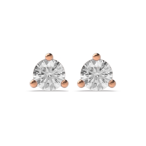 4 Prong Round Rose Gold Stud Earrings