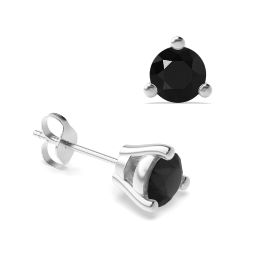 3 Prong Round Triclaw Black Diamond Earrings