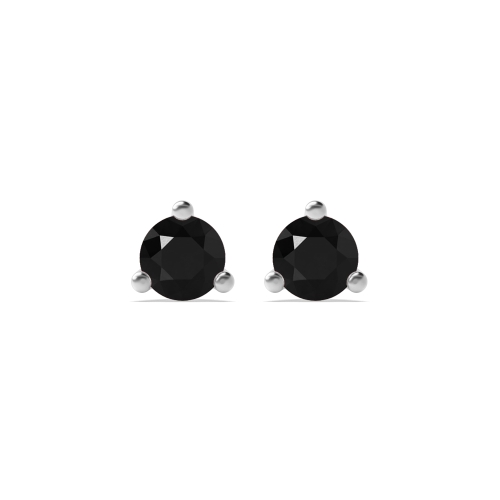 3 Prong Round Triclaw Black Diamond Earrings