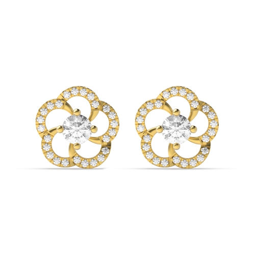 4 Prong Round Yellow Gold Stud Earrings