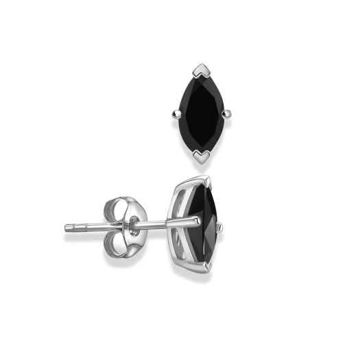 Purchase Marquise Shape Stud Black Diamond Earrings - Abelini