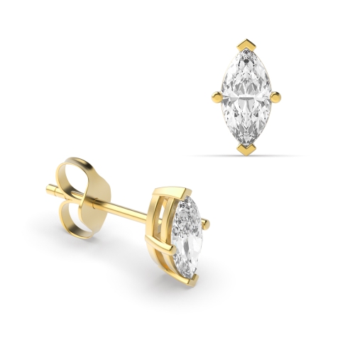 Marquise Shape Stud Diamond Earrings Rose, Yellow, White Gold and Platinum