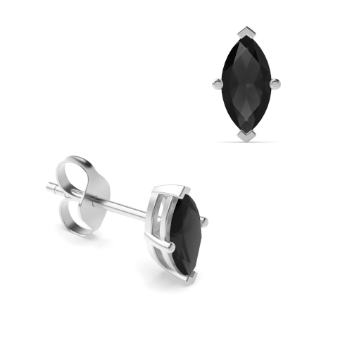 4 Prong Marquise Basket Black Diamond Earrings