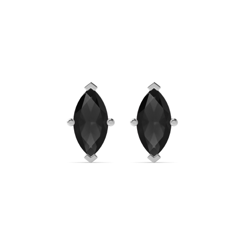 4 Prong Marquise Basket Black Diamond Earrings