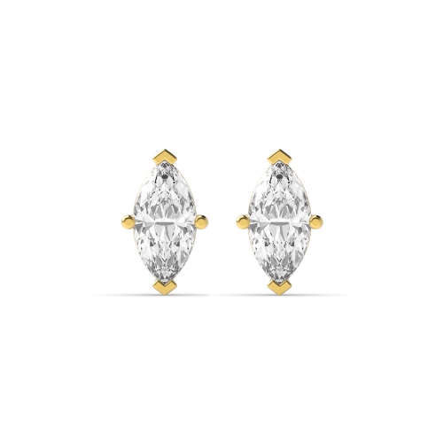 4 Prong Marquise Yellow Gold Basket Diamond Earrings