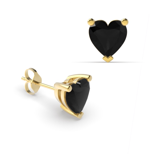 Heart Shape Stud Black Diamond earrings
