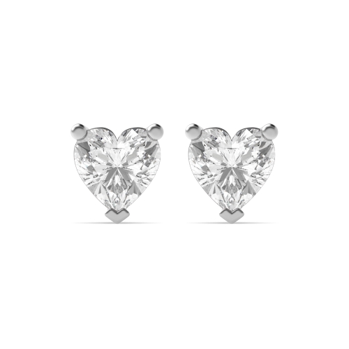 Prong Heart Silver Stud Earrings