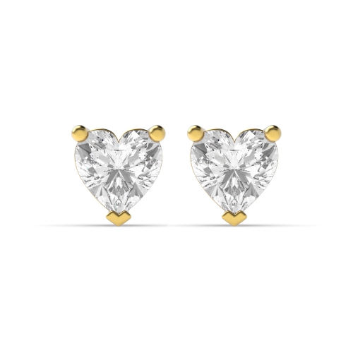 Prong Heart Yellow Gold Stud Earrings