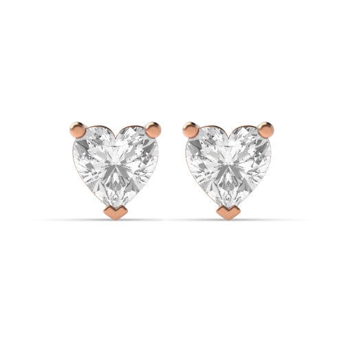 Prong Heart Rose Gold Stud Earrings