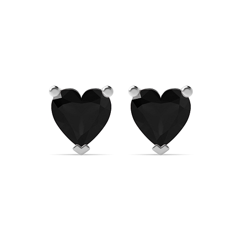 Prong Heart Classic Black Diamond Earrings