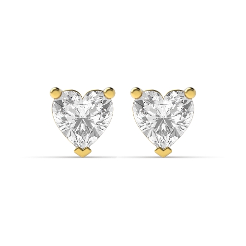 Prong Heart Yellow Gold Classic Diamond Earrings