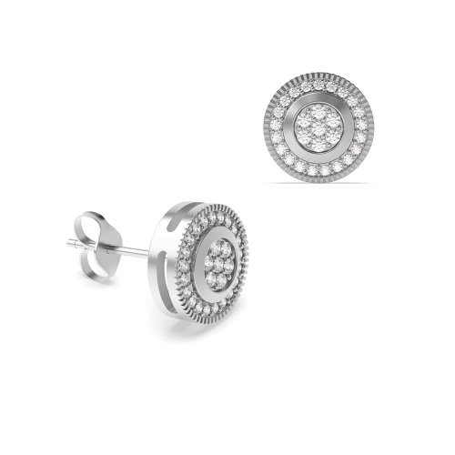 1/4 Carat Round Shape Halo Diamond Cluster Earrings (8.0mmX8.0mm)