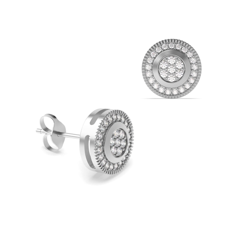 4 Prong Round White Gold Stud Earrings