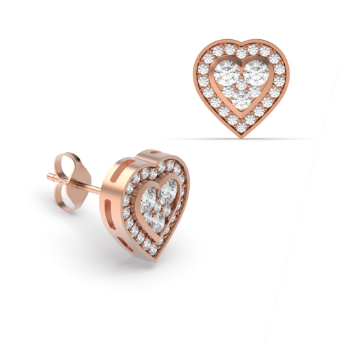 4 Prong Round Rose Gold Glitter Stud Diamond Earrings