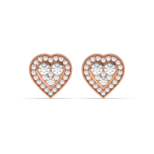 4 Prong Round Rose Gold Glitter Stud Diamond Earrings