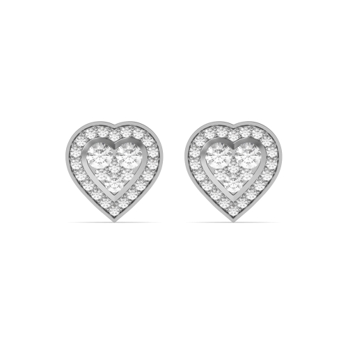 4 Prong Round White Gold Stud Earrings