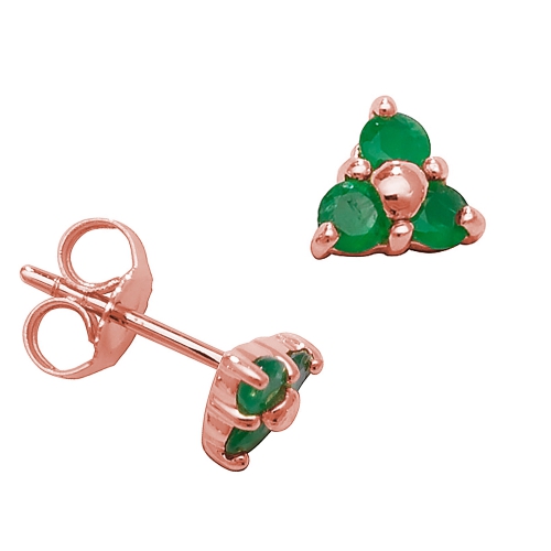 4 Prong Round Rose Gold Three stone cluster Lab Grown Diamond Earrings