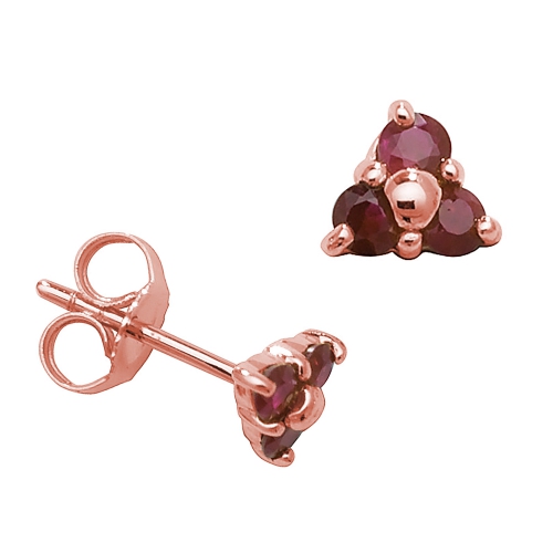 4 Prong Round Rose Gold Three stone cluster Lab Grown Diamond Earrings