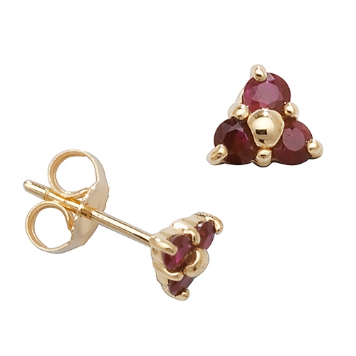 4 Prong Round Yellow Gold Three stone cluster Lab Grown Diamond Earrings