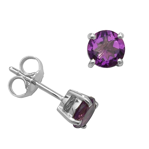 4 Prong Round Amethyst Gemstone Diamond Jewellery Gifts Idea