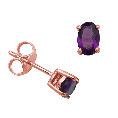 4 Prong Oval Rose Gold Basket set 6x4mm Lab Grown Diamond Earrings