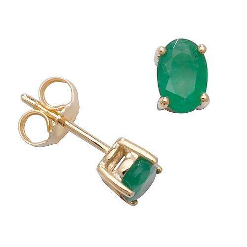 Oval Shape 4 Claw Basket 6 X 4Mm Emerald Gemstone Earrings