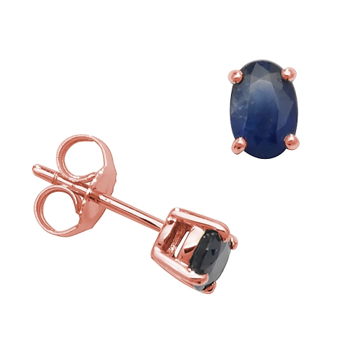 Oval Shape 4 Claw Basket 6 X 4Mm Blue Sapphire Gemstone Earrings