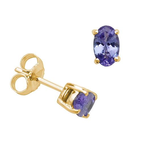 4 Prong Oval Yellow Gold Basket set 6x4mm Lab Grown Diamond Earrings