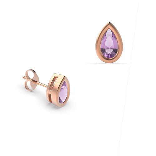 Prong Pear Rose Gold Bezel set 5x3mm Lab Grown Diamond Earrings