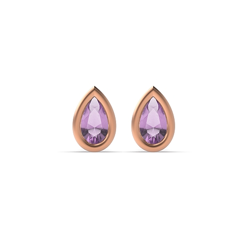 Prong Pear Rose Gold Bezel set 5x3mm Lab Grown Diamond Earrings