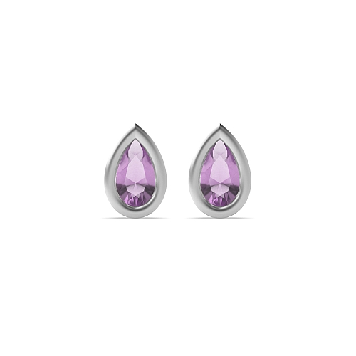 Prong Pear White Gold Bezel set 5x3mm Lab Grown Diamond Earrings