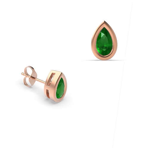 Prong Pear Rose Gold Bezel set 5x3mm Lab Grown Diamond Earrings